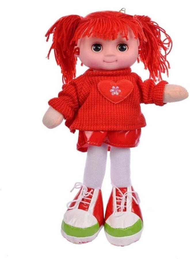 Manos Soft Plush Rag Doll with Red Yarn Hair, Heart Sweater, White Tights, Red and Green Sneakers (Stock Send AS PR Stock) Pack of 1 - Image 1